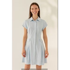 NANETTE LEPORE DRESS LT BLUE 8 ZIP FRONT SPORTY RETRO COASTAL GRANDMA CASUAL